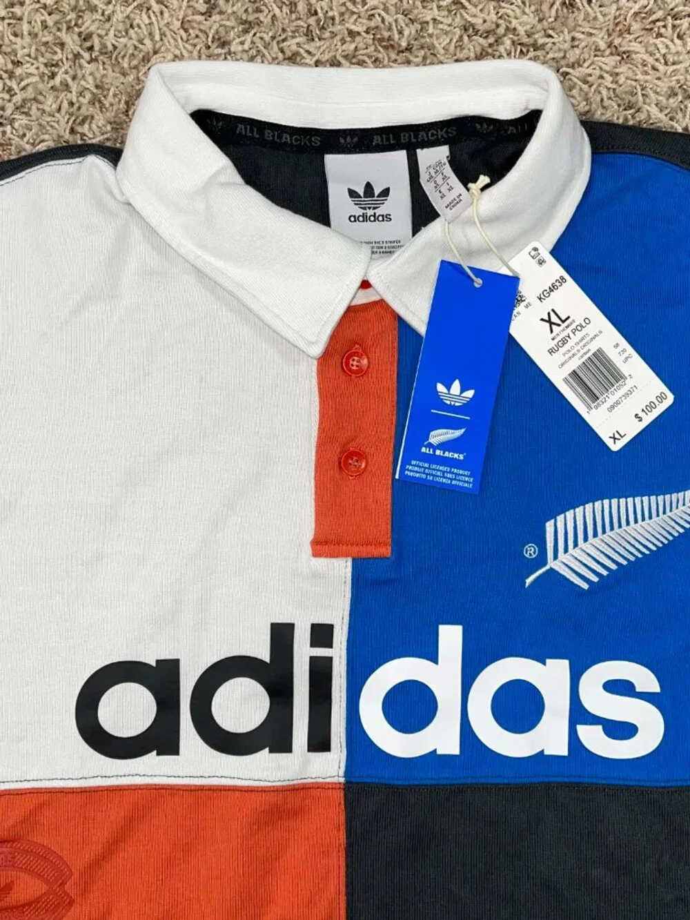 Adidas Originals & All Blacks Men’s Heritage Rugby Polo Shirt, Size XL (New)